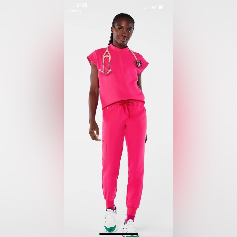 Figs Shocking Pink Scrub Set